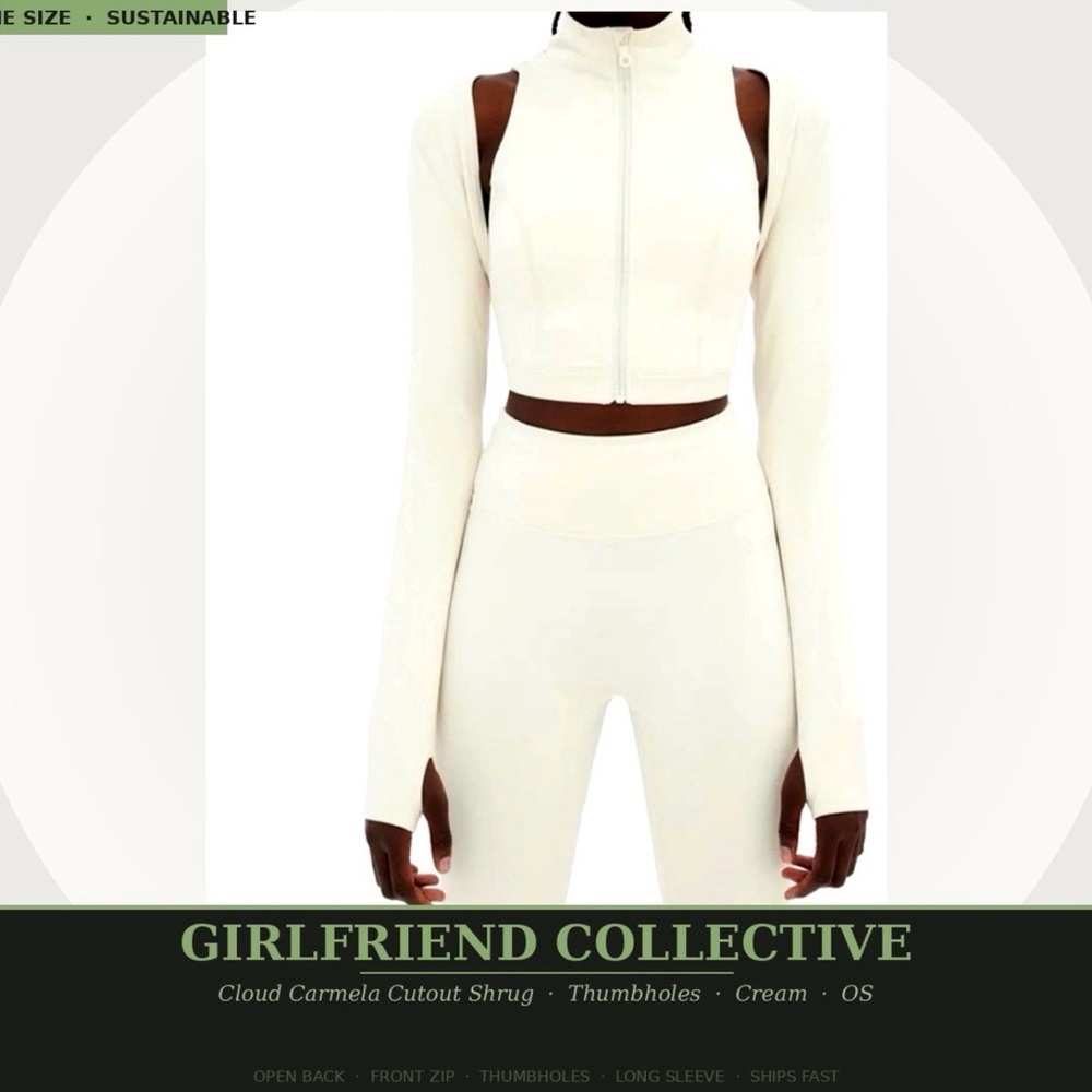 Girlfriend Collective Cloud Carmela Cutout Shrug | Thumbholes | Cream | One Size